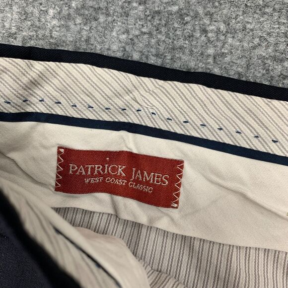 Vintage Patrick James Pleated Dress Pants Mens 34 Navy Blue Wool Relaxed Fit EZE - Picture 4 of 12